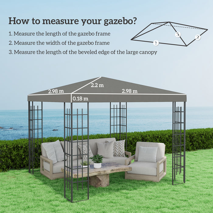 Grey 3 x 3m Gazebo Replacement Canopy by Outsunny