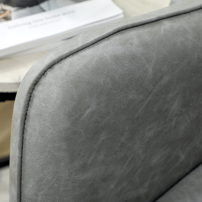 Two Seater Grey Faux Leather Sofa With Marble Effect Ideal For Living Rooms 