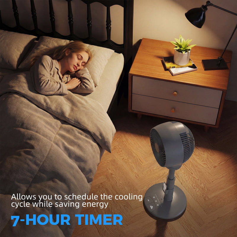 Electric Air Circulator Fan with Remote and Timer for Home or Office Comfort Grey