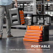 Large Orange Metal Toolbox With 4 Drawers For Organised Garage Or Workshop Storage AOSOM