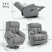 Electric Recliner Chair with Eight Point Massage and Lift Function for Home Comfort Light Grey