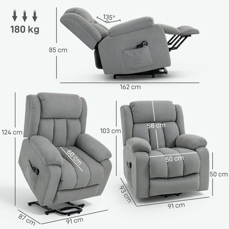 Electric Recliner Chair with Eight Point Massage and Lift Function for Home Comfort Light Grey