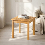 Coffee Table for Indoor or Outdoor Use Compact Acacia Wood with Slatted Top Teak Outsunny