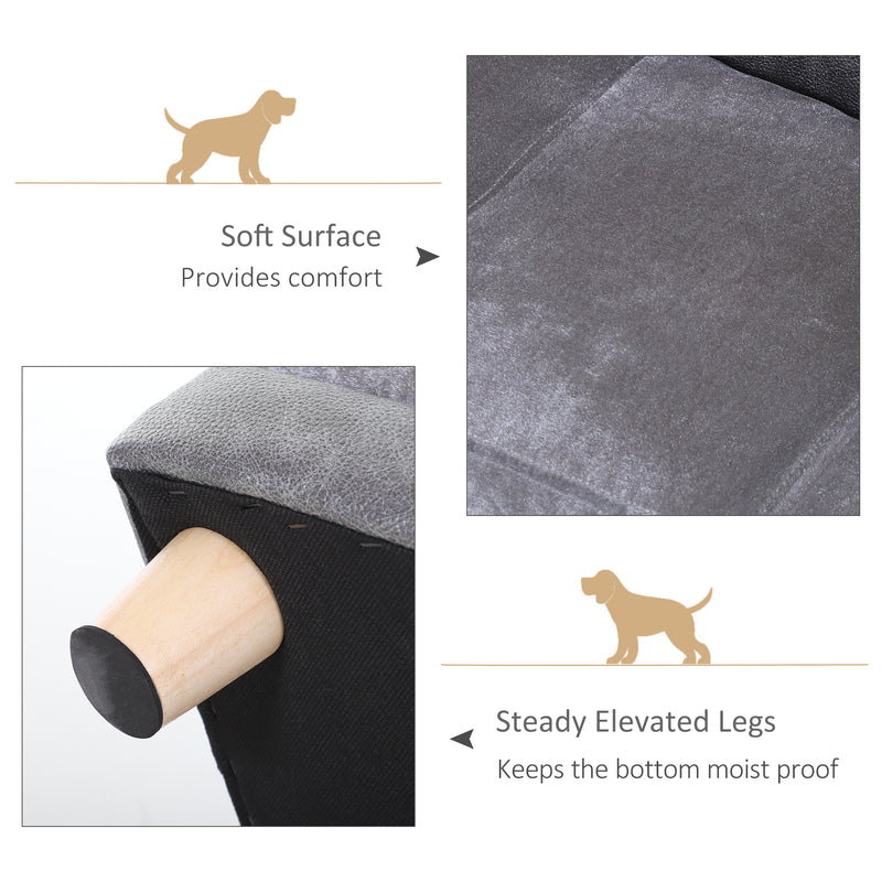 Elevated Dog Sofa Bed with Soft Cushion and Anti Slip Legs for Small Pets Grey