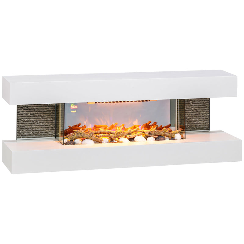 White 120cm Electric Fireplace Wall Mounted or Freestanding with LED Flame Remote 2000W by HOMCOM