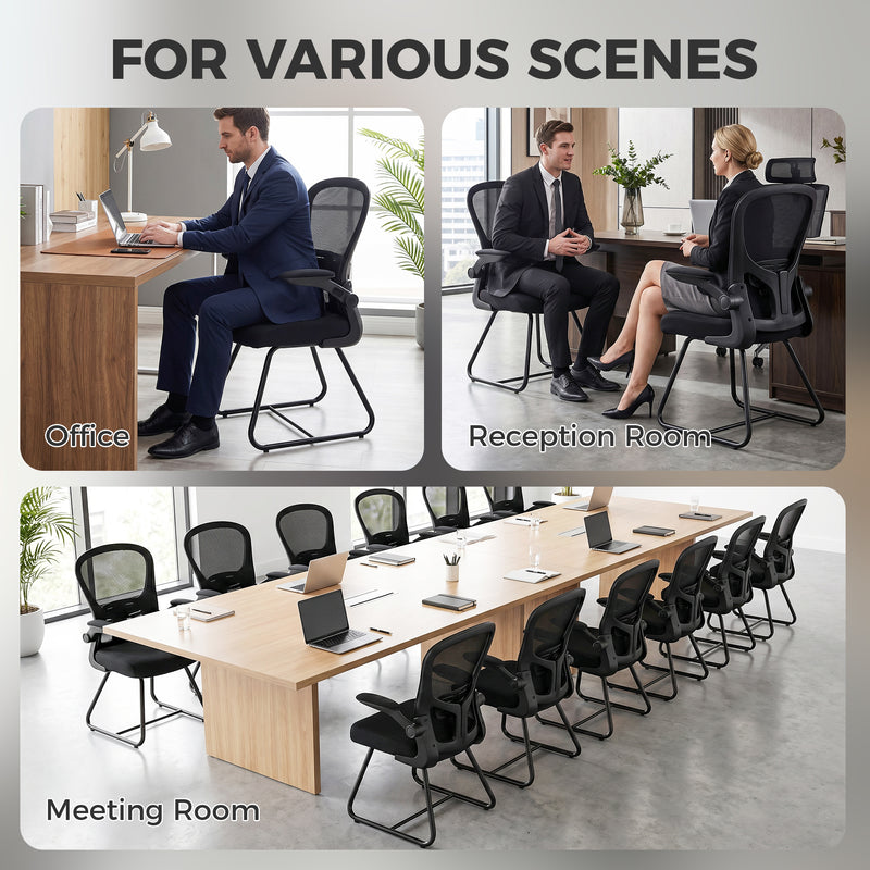 Desk Chair with Flip Up Arms for Easy Under Desk Storage Black Homcom