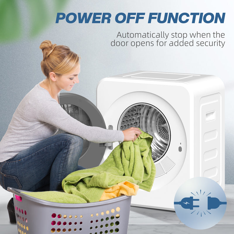 4kg Compact Freestanding Tumble Dryer with Timer and Steel Drum for Small Spaces White AOSOM