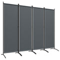 4 Panel Folding Garden Privacy Screen 1.7m Freestanding Divider for Deck Pool Hot Tub Dark Grey by Outsunny Outsunny