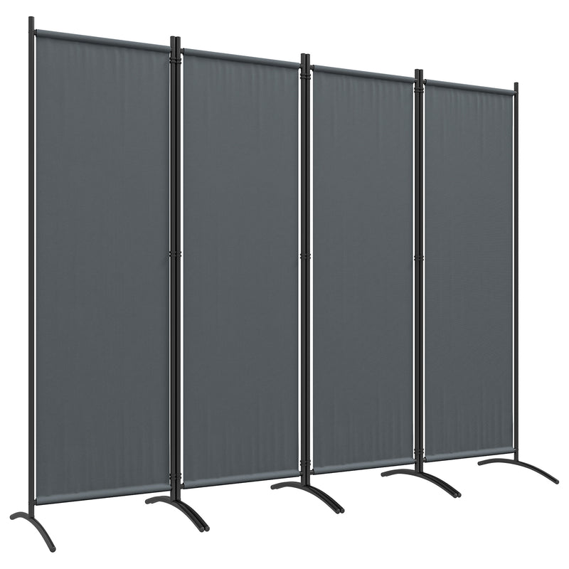 4 Panel Folding Garden Privacy Screen 1.7m Freestanding Divider for Deck Pool Hot Tub Dark Grey by Outsunny Outsunny