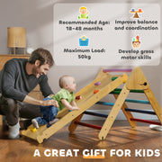 Toddler Climbing Frame with Ramp 3-in-1 Wooden Pikler Triangle Set for Ages 18-48 Months by AIYAPLAY