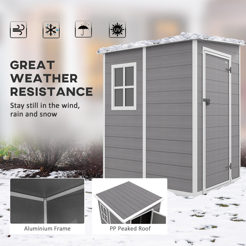 Grey Lean To Garden Storage Shed With Lockable Door Window And Weatherproof Roof