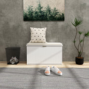 White Shoe Storage Bench with Cushioned Seat and Eight Compartments by HOMCOM