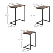 Set of 3 Industrial Nesting C Shaped Side Tables with Steel Frame by HOMCOM