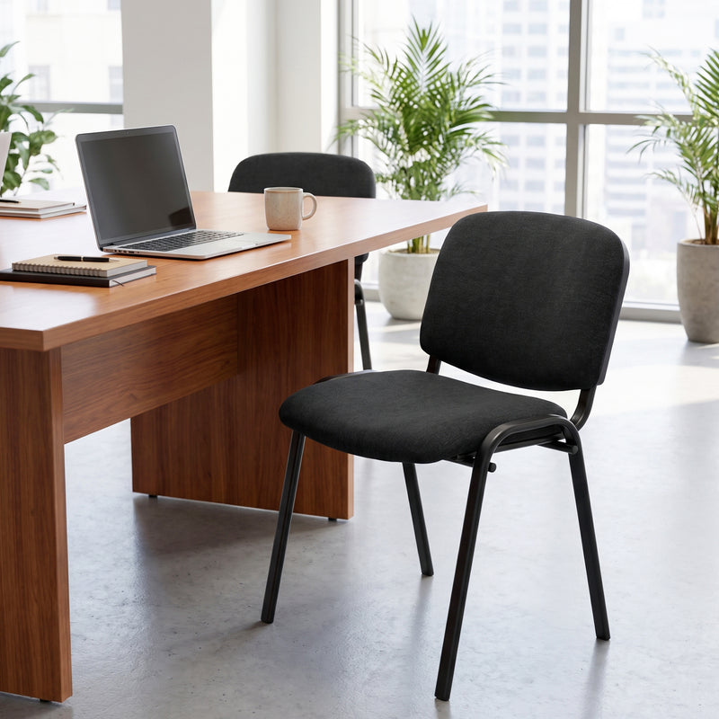 Stackable Office Visitor Chair for Easy Storage and Clutter-Free Workspace Black