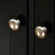 Black Sideboard With Rubberwood Top And Adjustable Shelves For Kitchen Or Dining Room