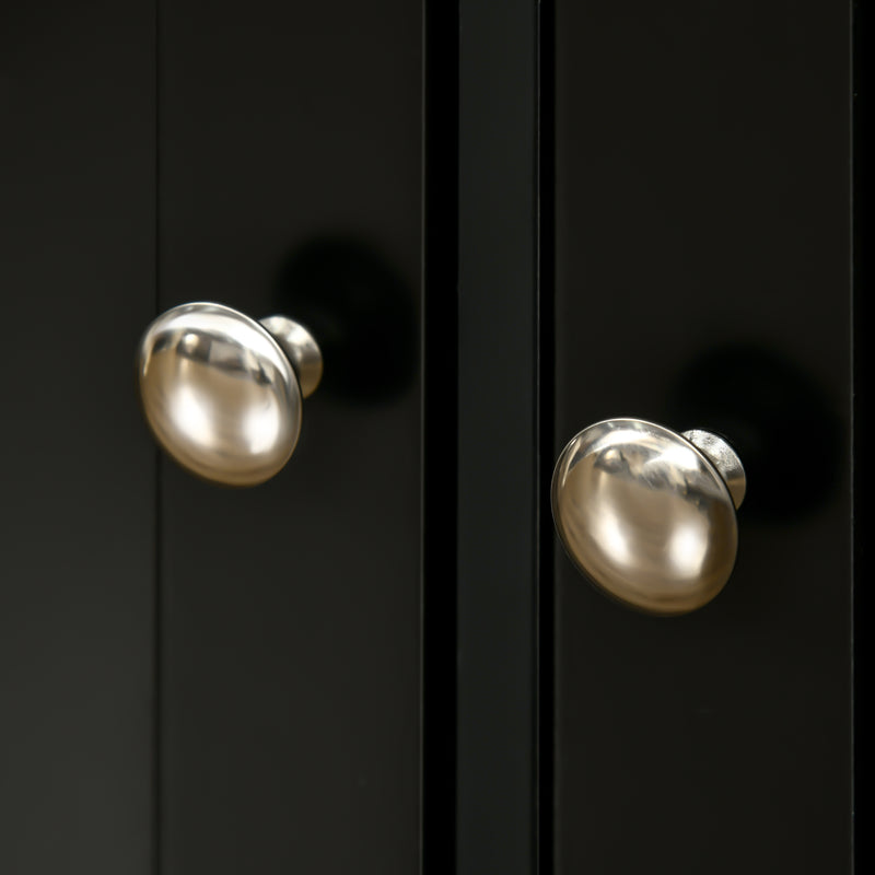 Black Sideboard With Rubberwood Top And Adjustable Shelves For Kitchen Or Dining Room