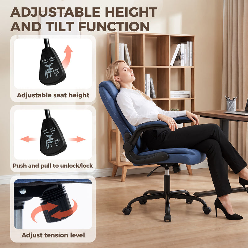 Office Chair with Flip Up Armrests for Space Saving Home Office Comfort