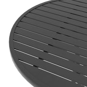 Black Steel Round Garden Side Table 66cm With Slatted Top Ideal For Patio Or Balcony