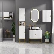 4 Piece White Bathroom Furniture Set With Tall Cabinet and Wall Mounted Storage by Kleankin AOSOM
