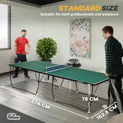 9ft Indoor Folding Tennis Table With Easy Roll Wheels For Home Use Green AOSOM