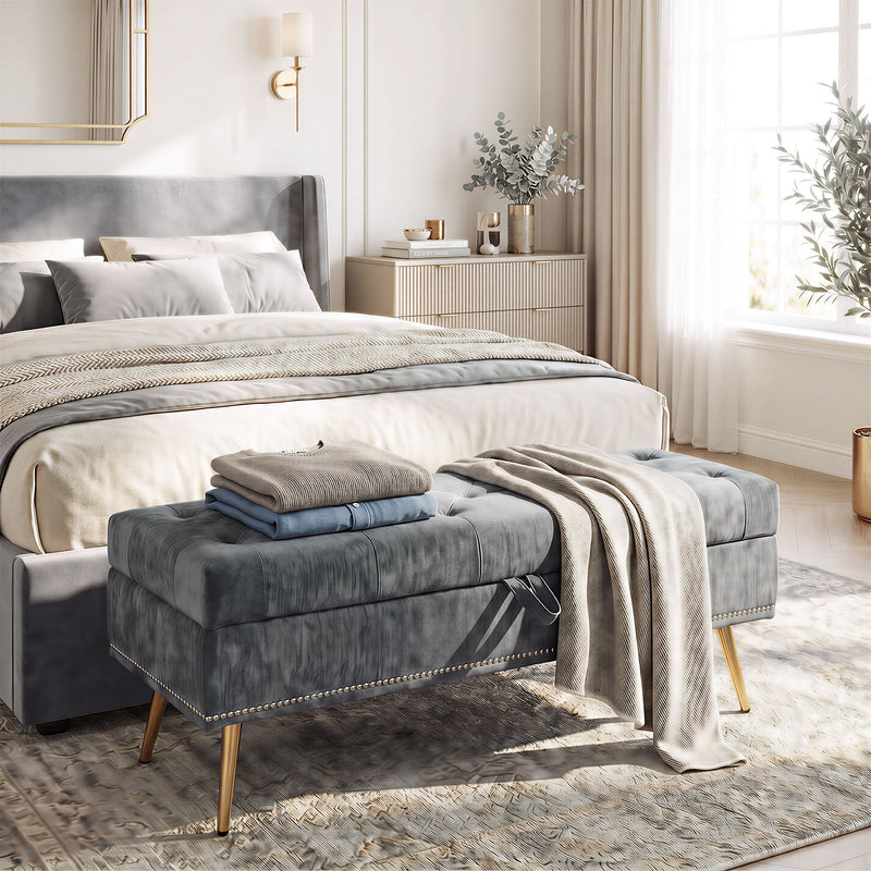 Ottoman storage bench - Grey