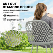 Garden Dining Chairs Set of 4 with Comfortable Support and Easy Care Grey Outsunny