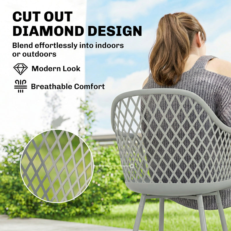 Garden Dining Chairs Set of 4 with Comfortable Support and Easy Care Grey Outsunny