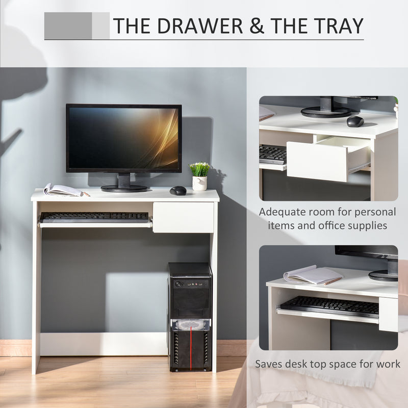 Home Office Desk and Mesh Chair Set with Flip Up Arms and Drawer Keyboard Tray White Grey