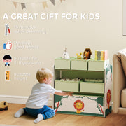 3 Tier Kids Toy Storage Unit With 6 Removable Bins For Bedroom Or Playroom Green 63 x 30 x 66cm