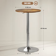 Swivel Round Bar Table with Adjustable Height for Kitchen or Cafe Use Rustic Brown AOSOM