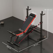 Adjustable Weight Bench with Squat Rack and Dip Station for Home Gym Training Black AOSOM