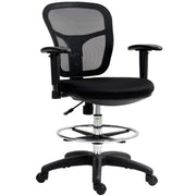 Ergonomic Black Mesh Drafting Chair with Adjustable Armrests and Footrest