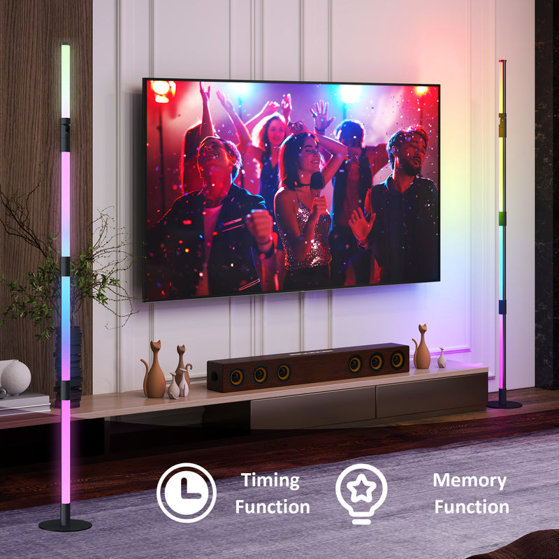 LED Colour Changing Corner Floor Lamp with RGB Music Sync and Remote Control by HOMCOM
