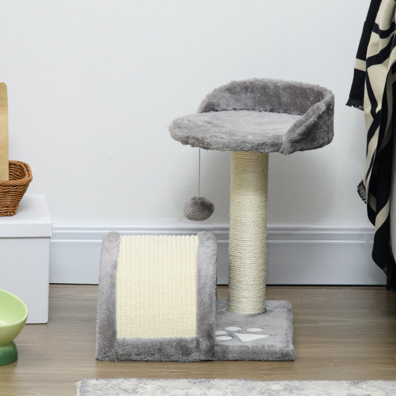 Cat Tree Activity Centre With Sisal Scratching Post and Toy Ball for Kittens Grey