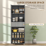 Kitchen Cupboard with Adjustable Shelves and Push-Open Doors for Easy Storage High Gloss Grey AOSOM