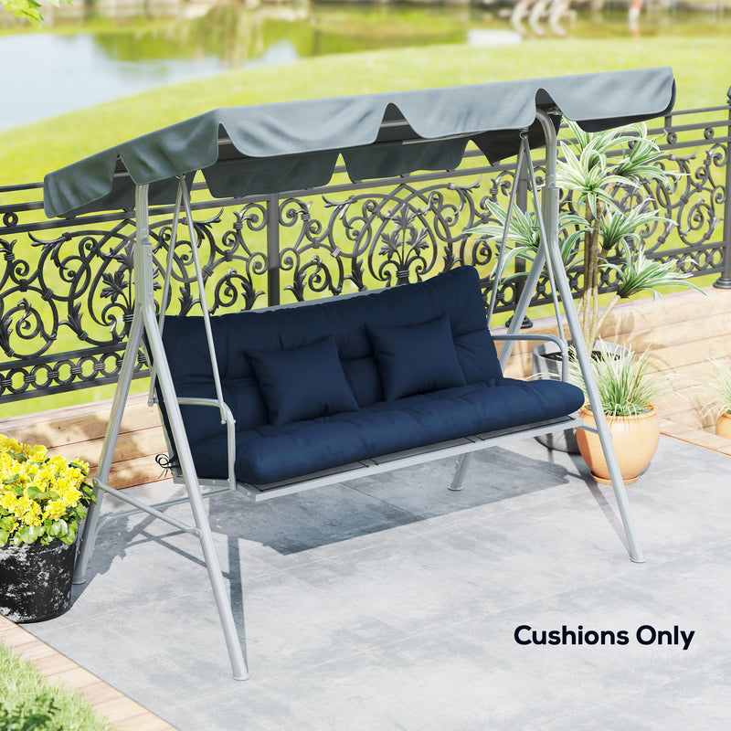 Outdoor Chair Cushion and Pillow Set for Extra Garden Seating Comfort Dark Blue AOSOM