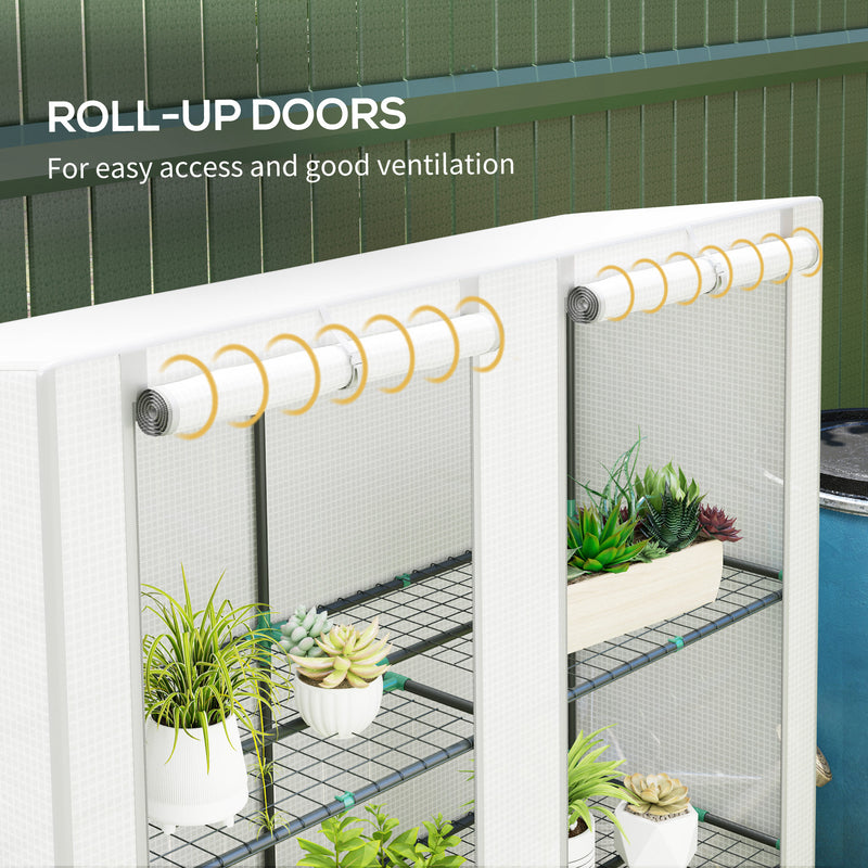 Three Tier Mini Greenhouse White Compact Plant Growhouse for Outdoors by Outsunny