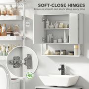 Wall Mounted Bathroom Mirror Cabinet With Soft Close Doors And Adjustable Shelf, White