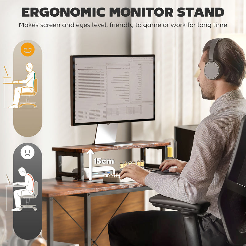 Rustic Brown L Shaped Corner Computer Desk with Adjustable Shelf and Storage by HOMCOM