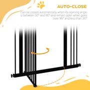 Freestanding Metal Dog Safety Gate Adjustable Folding Pet Barrier for Doorways Black
