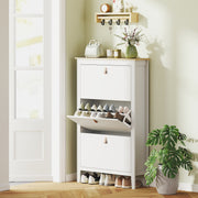 White 3 Drawer Modern Shoe Storage Cabinet Organiser for Hallway or Bedroom