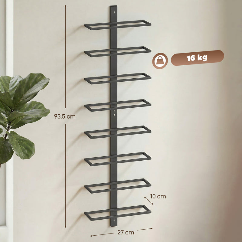 Wall Mounted Wine Rack for 8 Bottles Space Saving Steel Storage Black AOSOM