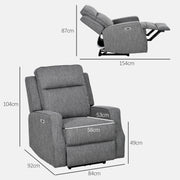 Electric Reclining Armchair with USB Charging Port and Padded Footrest Charcoal Grey