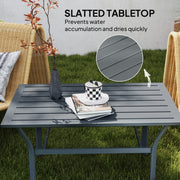 Dark Grey Metal Garden Coffee Table Rectangular Outdoor Side Table With Slatted Top by Outsunny