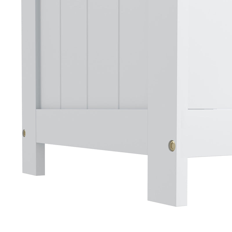 Wooden Toy Storage Chest With Safety Hinges and Cut Out Handles For Living Room, White