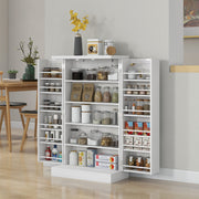 Freestanding Kitchen Storage Cupboard with Adjustable Shelves Ideal for Home Organisation White