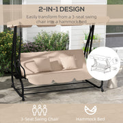 Three Seater Garden Swing Chair with Adjustable Canopy Light Brown by Outsunny