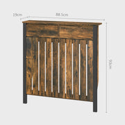 Rustic Wooden Radiator Cover with Black Metal Frame 93 x 88.5cm by HOMCOM