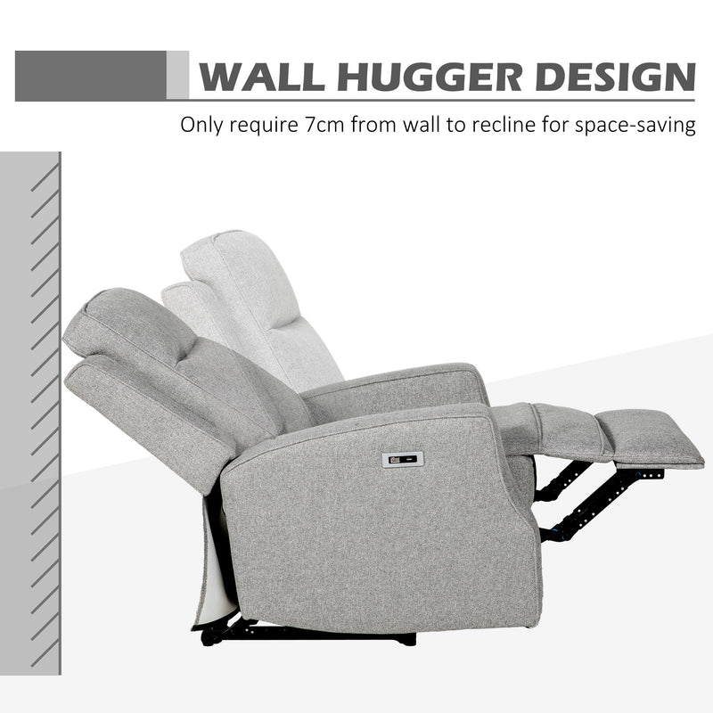 Electric Reclining Armchair with USB Charging Port and Footrest for Relaxing Grey