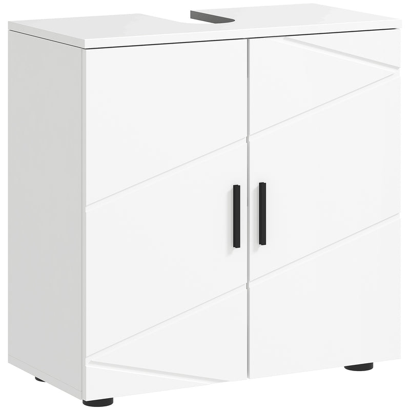 White Under Sink Bathroom Cabinet with Adjustable Shelf and Storage Space